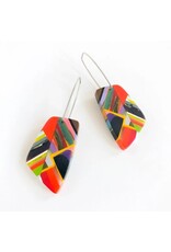 Poly-Resin Trapeziod Mosaic Earrings On Ear Hooks - Colombia (COLORS VARY) Poly-Resin Trapeziod Mosaic Earrings On Ear Hooks - Colombia (COLORS VARY)