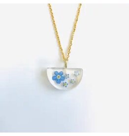 Botanical Forget-Me-Not Mini Half-Moon Pendant, Colombia