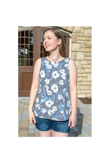 Boardwalk Blouse, Painted Floral Charcoal