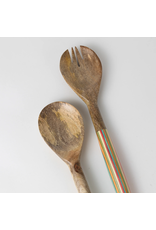 Striped Mango Wood Salad Servers, India