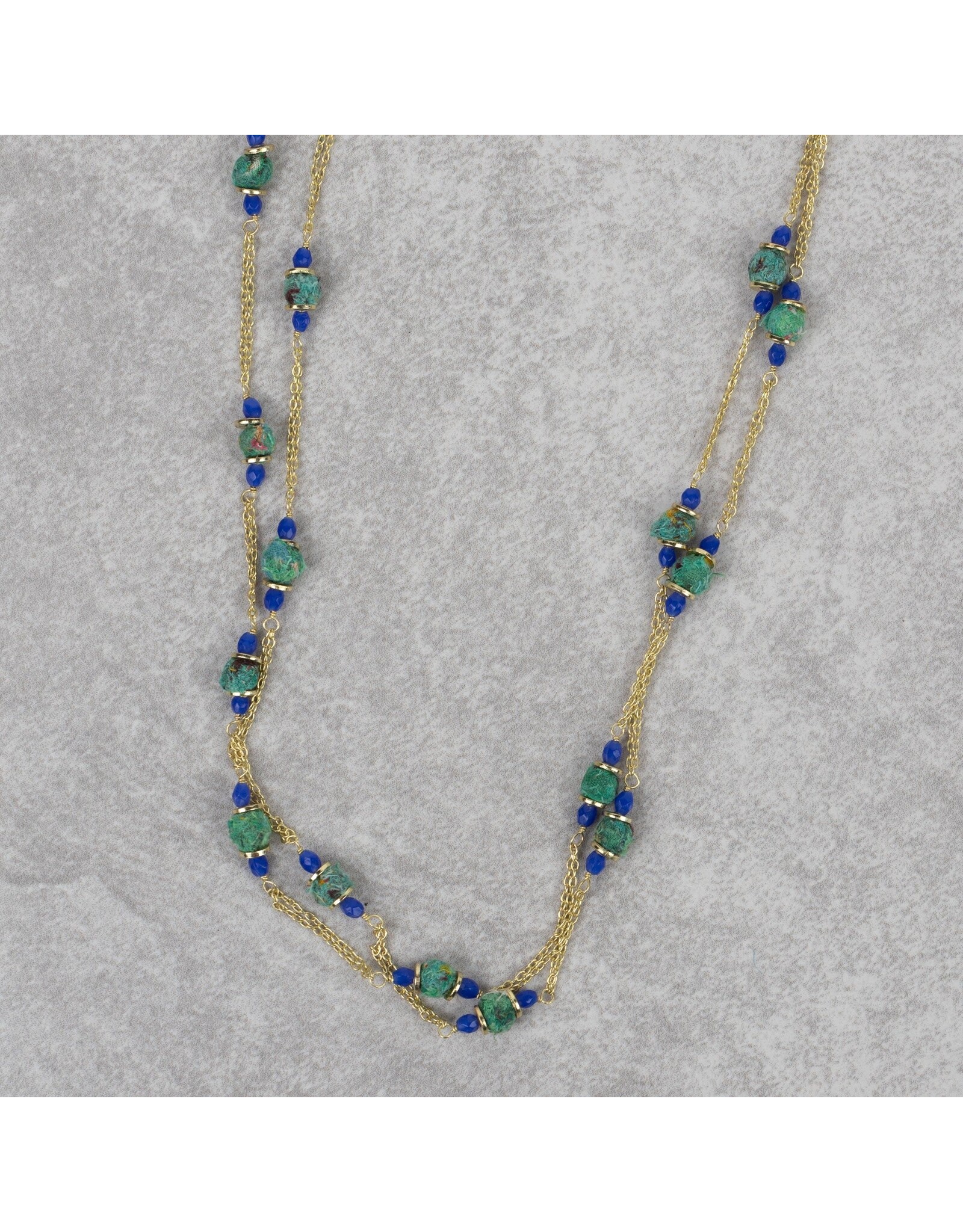 Recycled Sari & Glass Bead Necklace, India