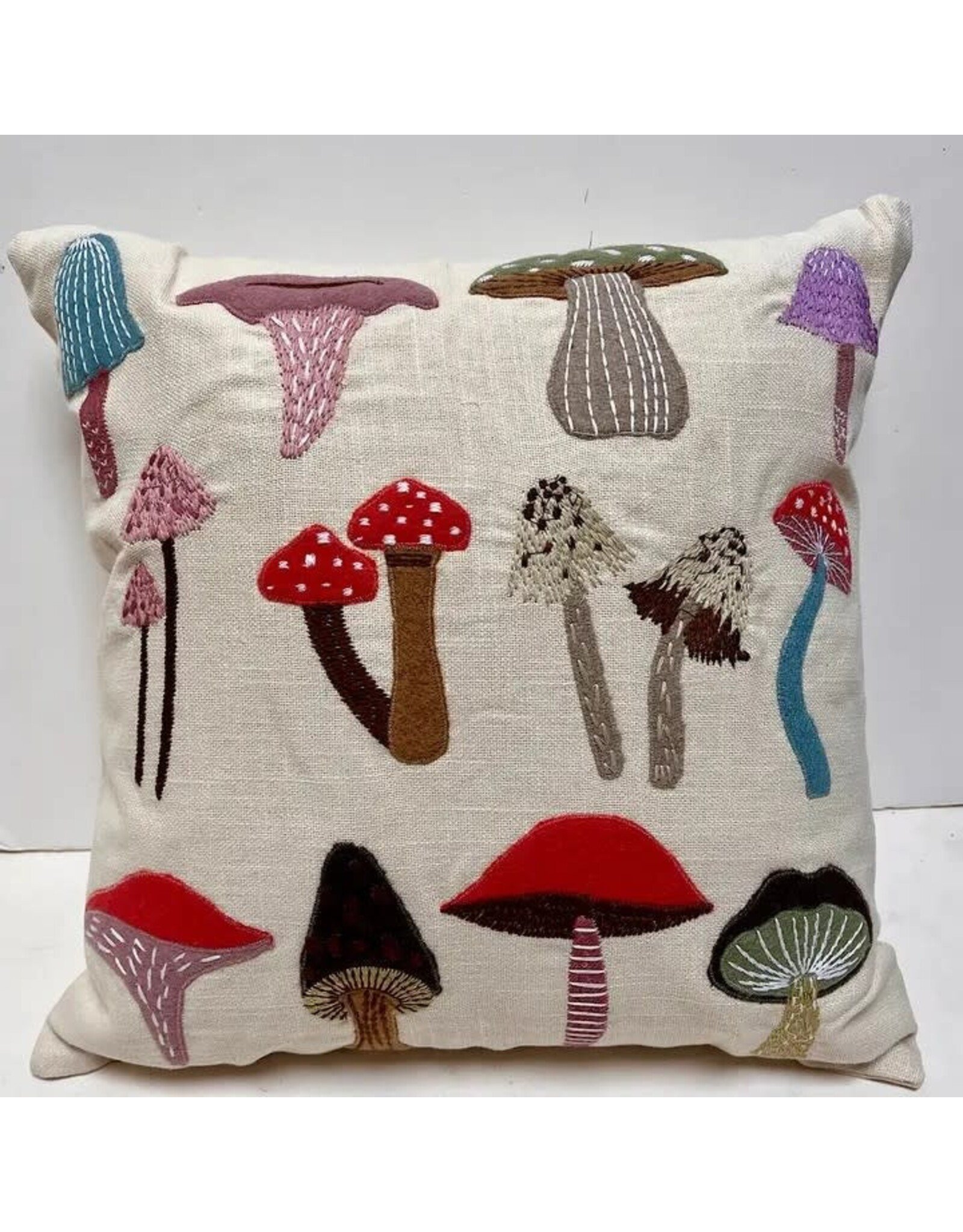 Trade roots Mushroom Pillow 16" Square, Applique, India