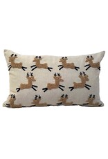 Pillow Applique/Embo 12x20" Knotty Reindeer, India
