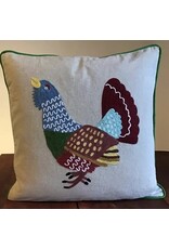 Trade roots Mountain Bird Capercaillie Applique/Embroidered 16" Pillow, India