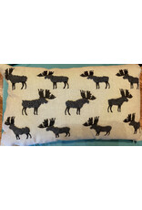 Pillow Applique/Embo 12x20" Knotty Moose, India