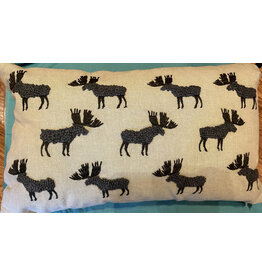 Pillow Applique/Embo 12x20" Knotty Moose, India
