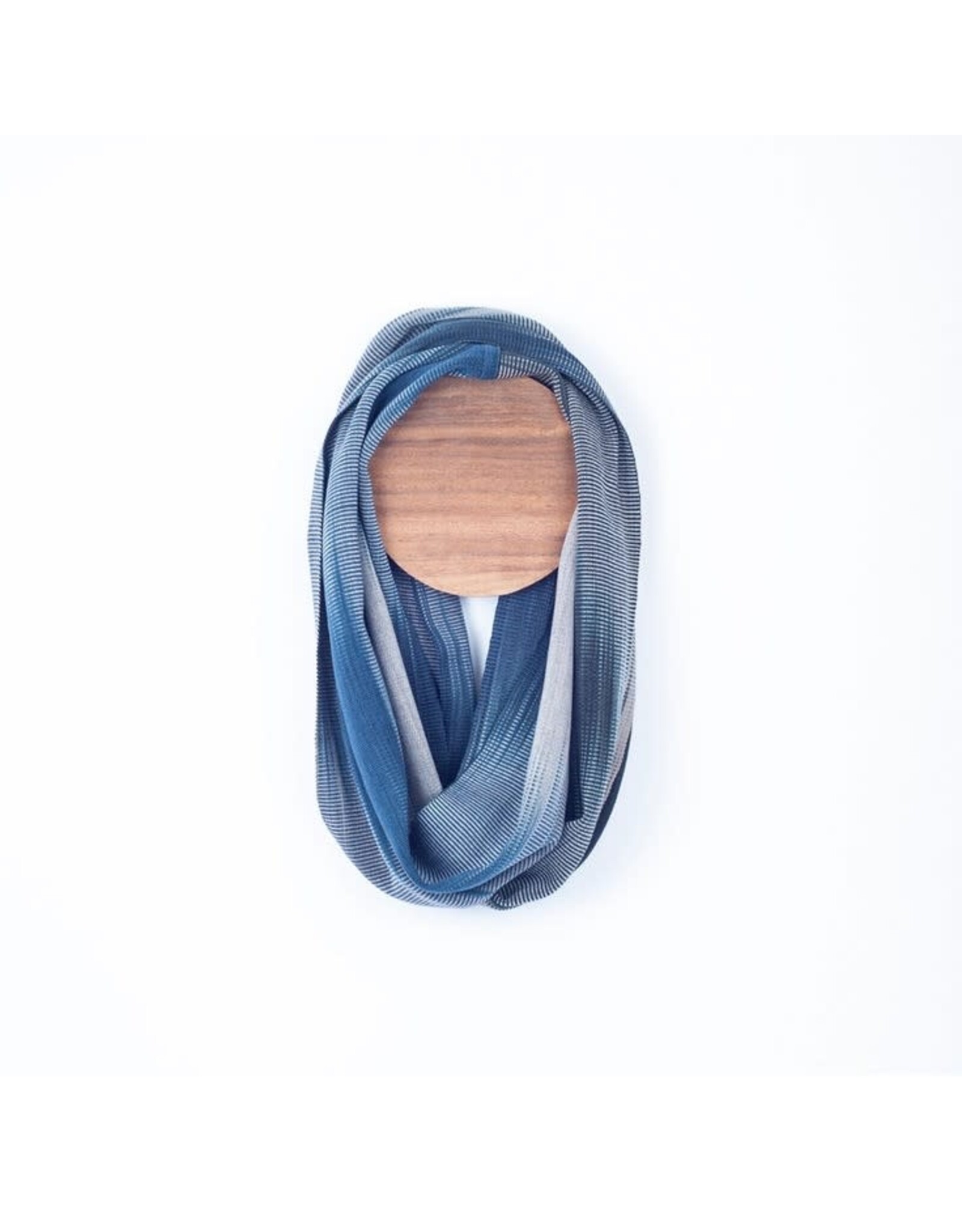 Handwoven Bamboo Silky Weave Infinity Scarf Dark Denim, Guatemala