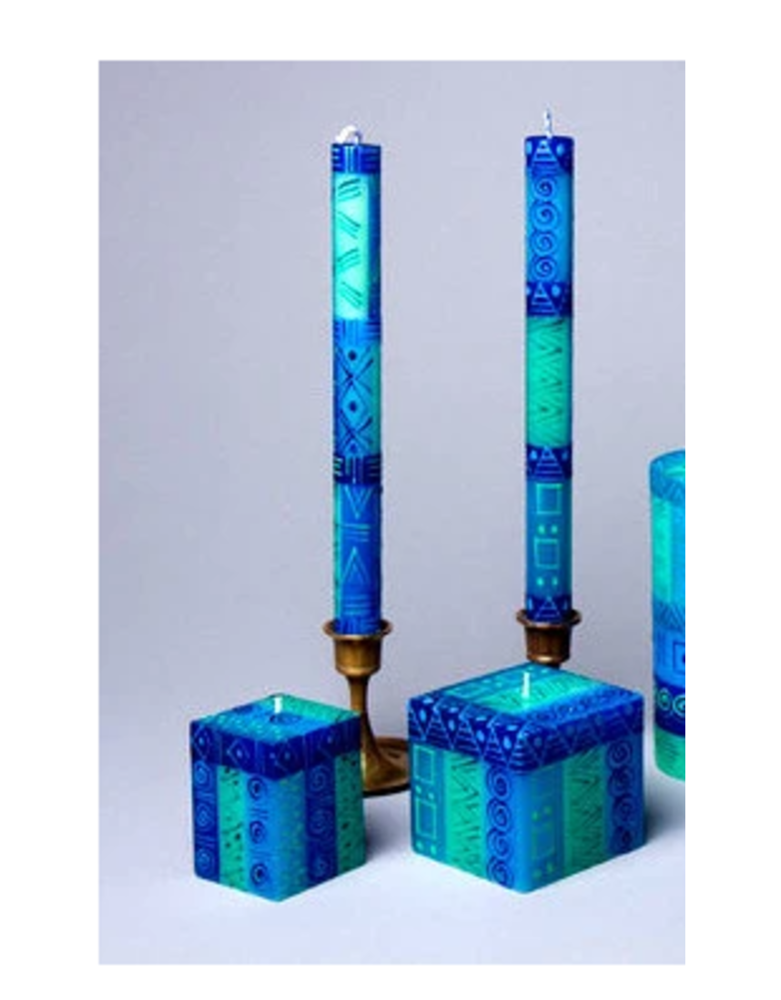 Trade roots Blue and Green Candle, Taper Pair 9",  South Africa