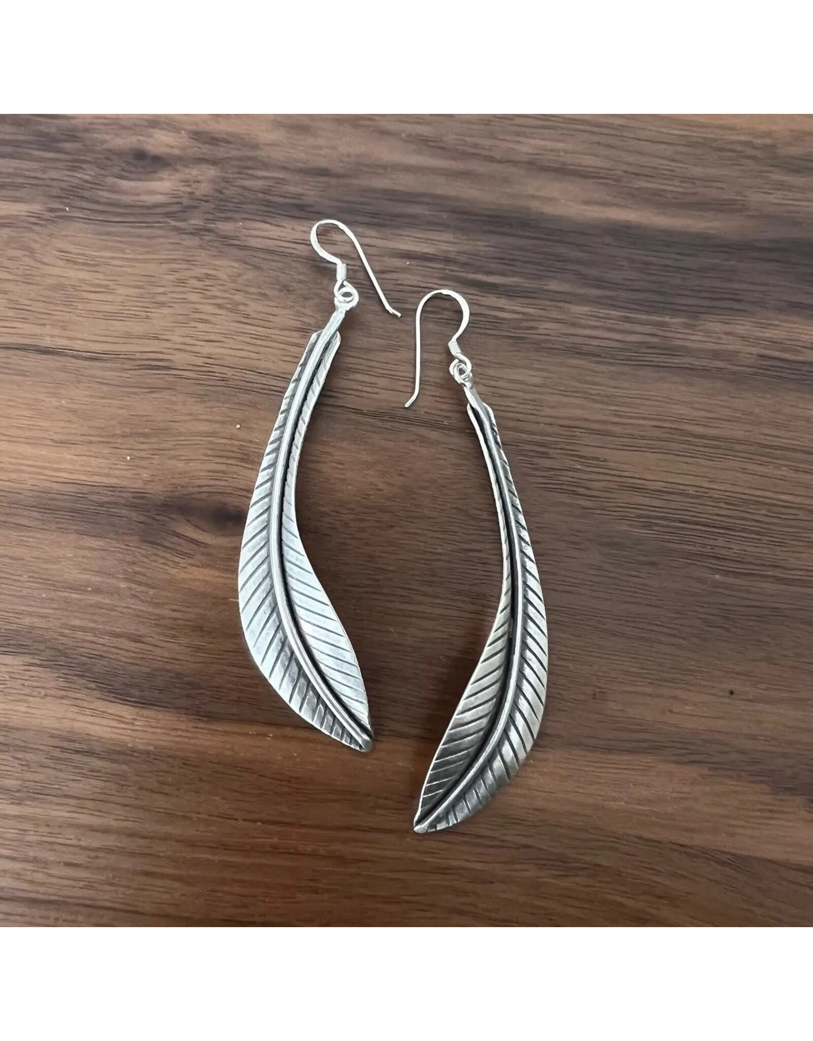 Curved Leaf Earrings, Thai Silver, Thailand