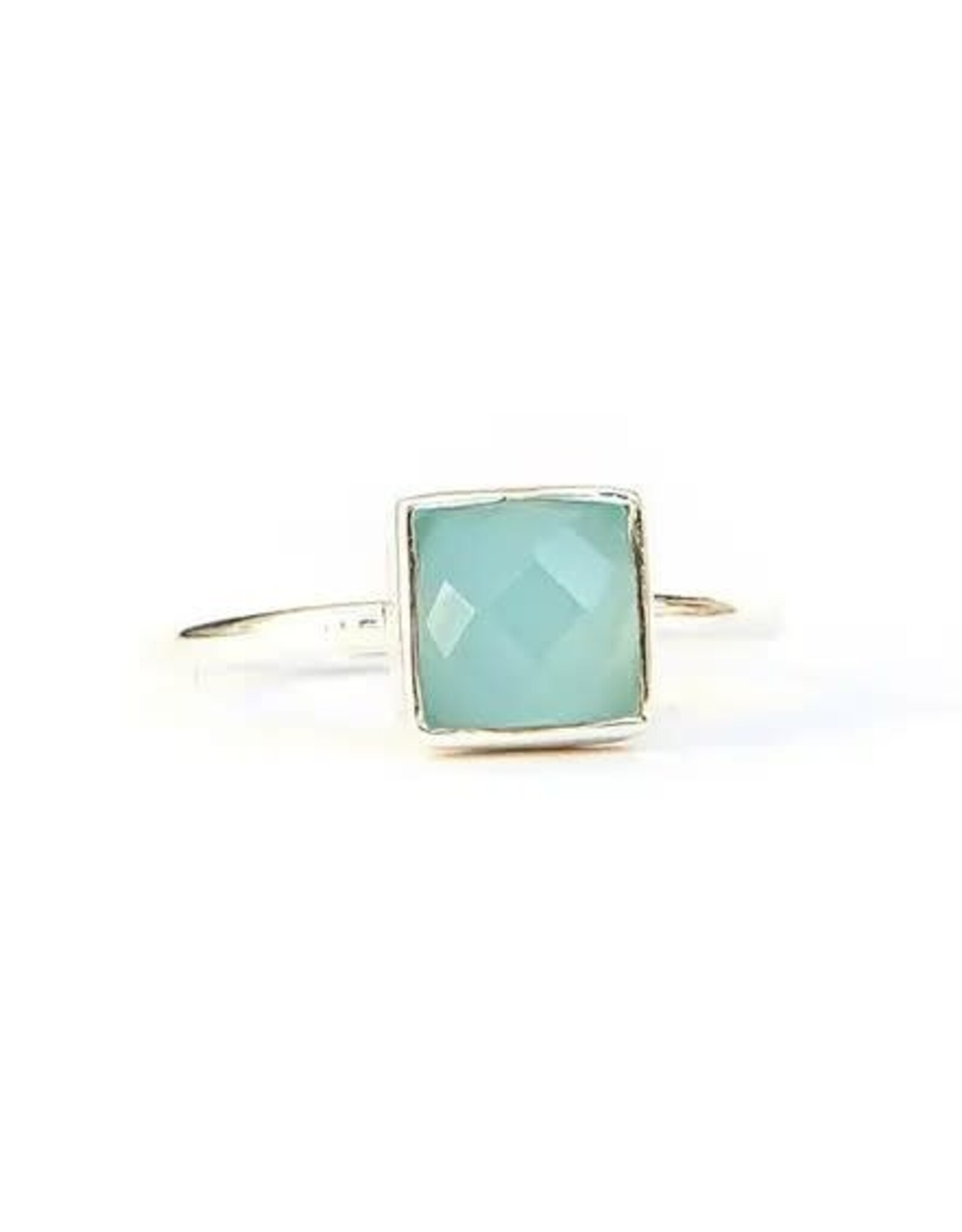 Trade roots Sultry Sea Chalcedony Sterling Ring, India