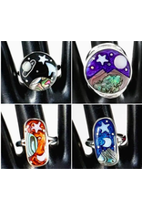 Celestial Scene Rings, Assorted Colors/Shapes, Mexico