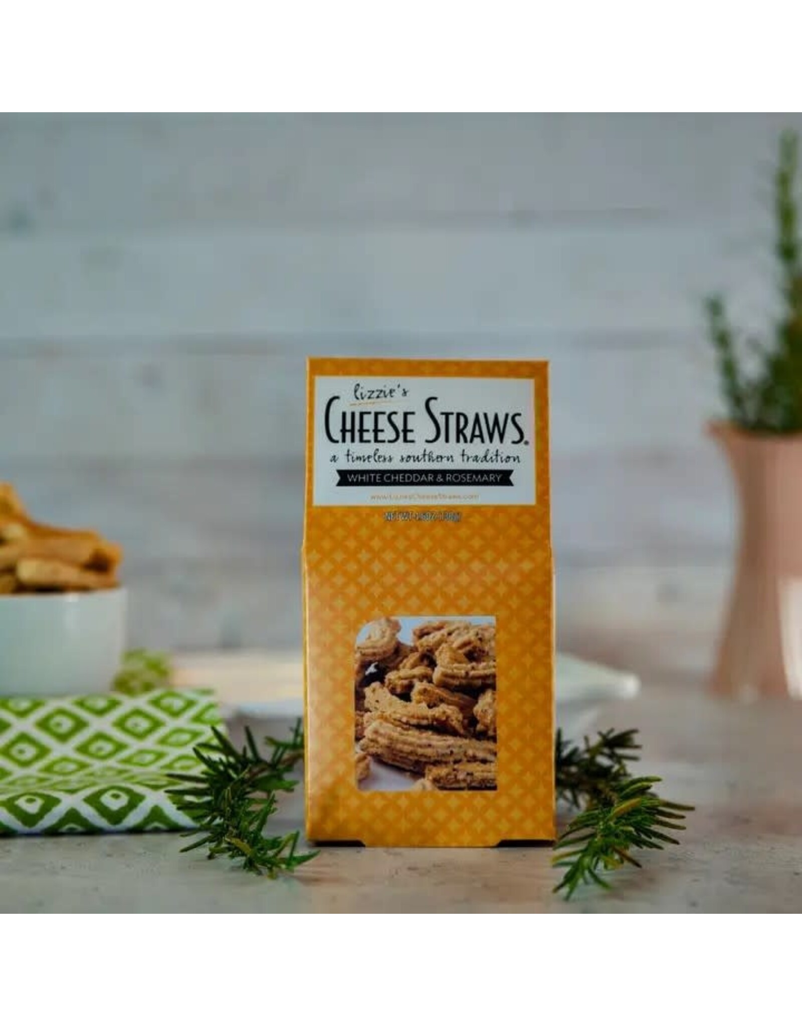 Lizzie Cheese Straws White Cheddar Rosemary, 4.6 oz