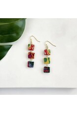 Kantha Fluid Square Trio Earrings, India
