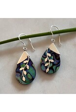 Abalone Leaf Earrings - Sterling Silver, Indonesia