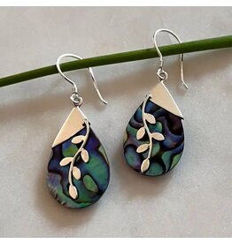 Abalone Leaf Earrings - Sterling Silver, Indonesia