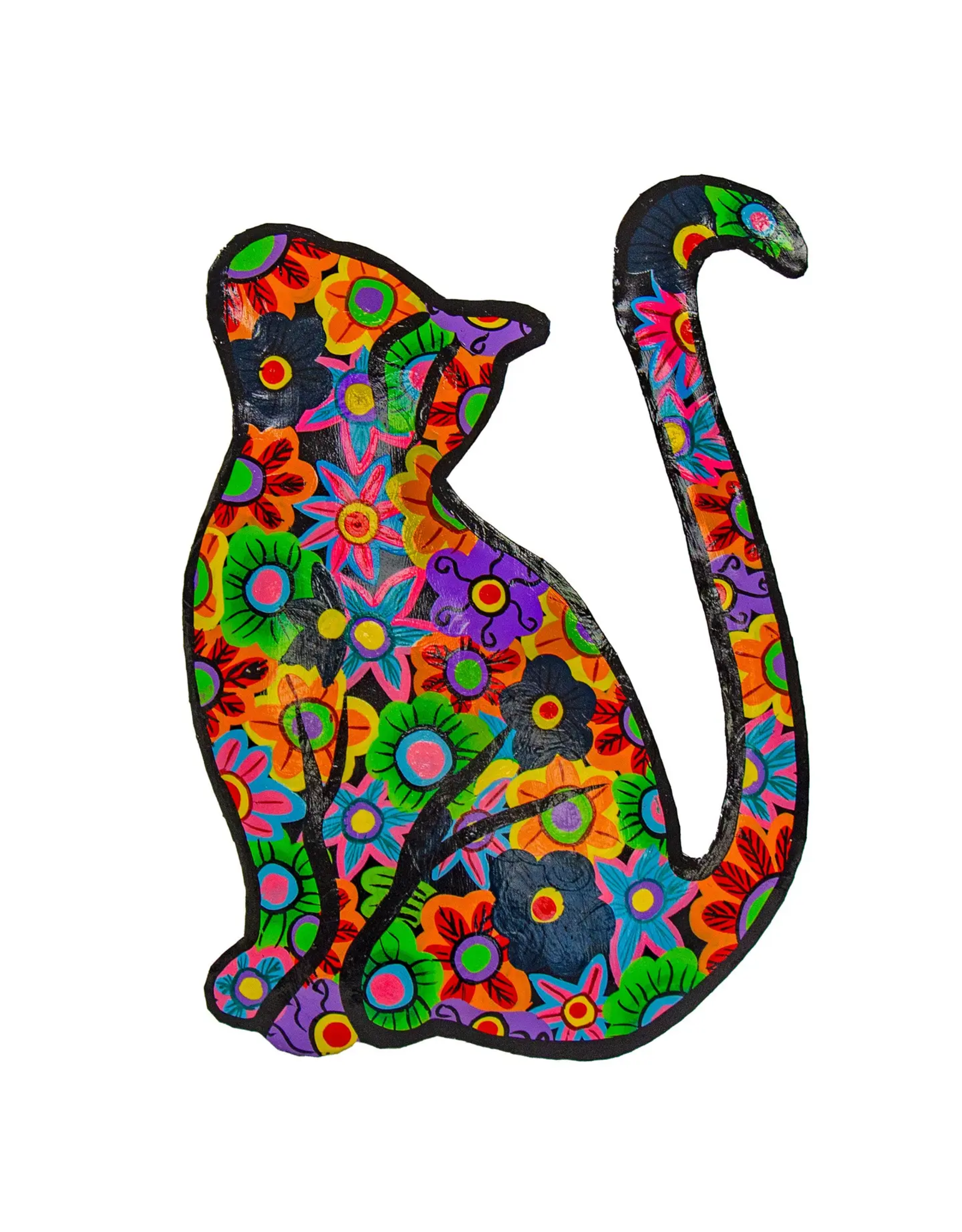 Trade roots Happy Kitty Cat Haitian Steel Drum Wall Art, Haiti