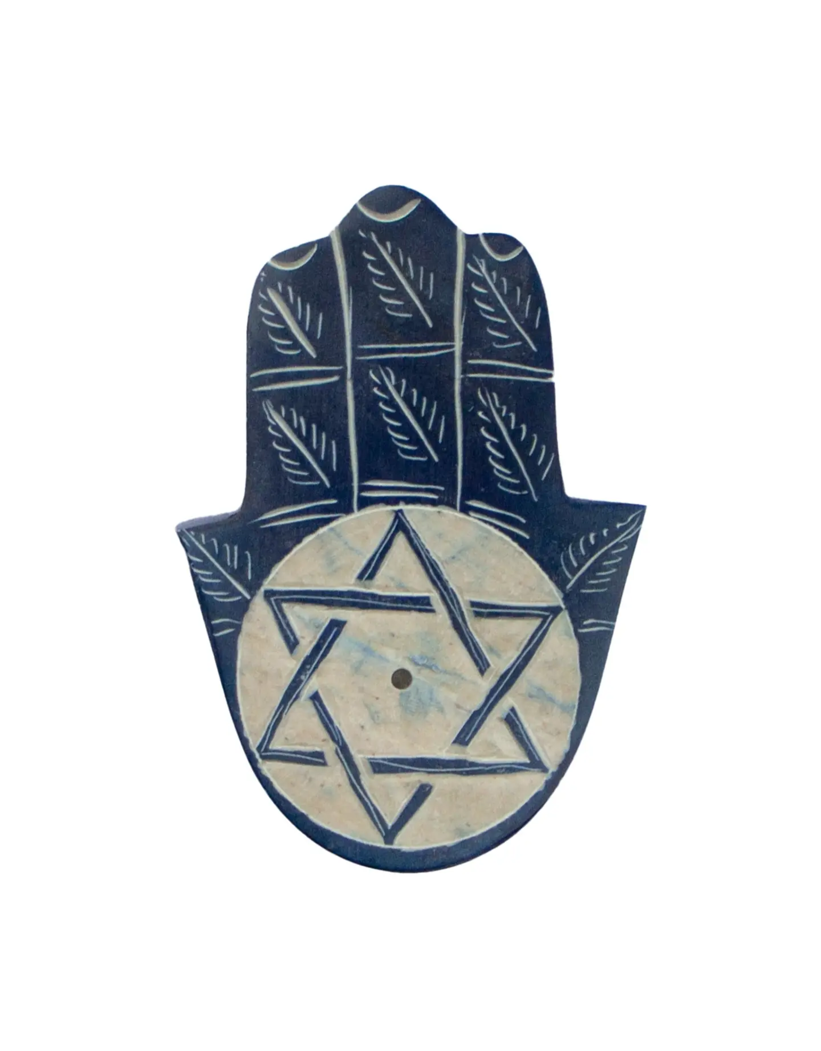 Handcarved Soapstone Star of David Incense Holder, India