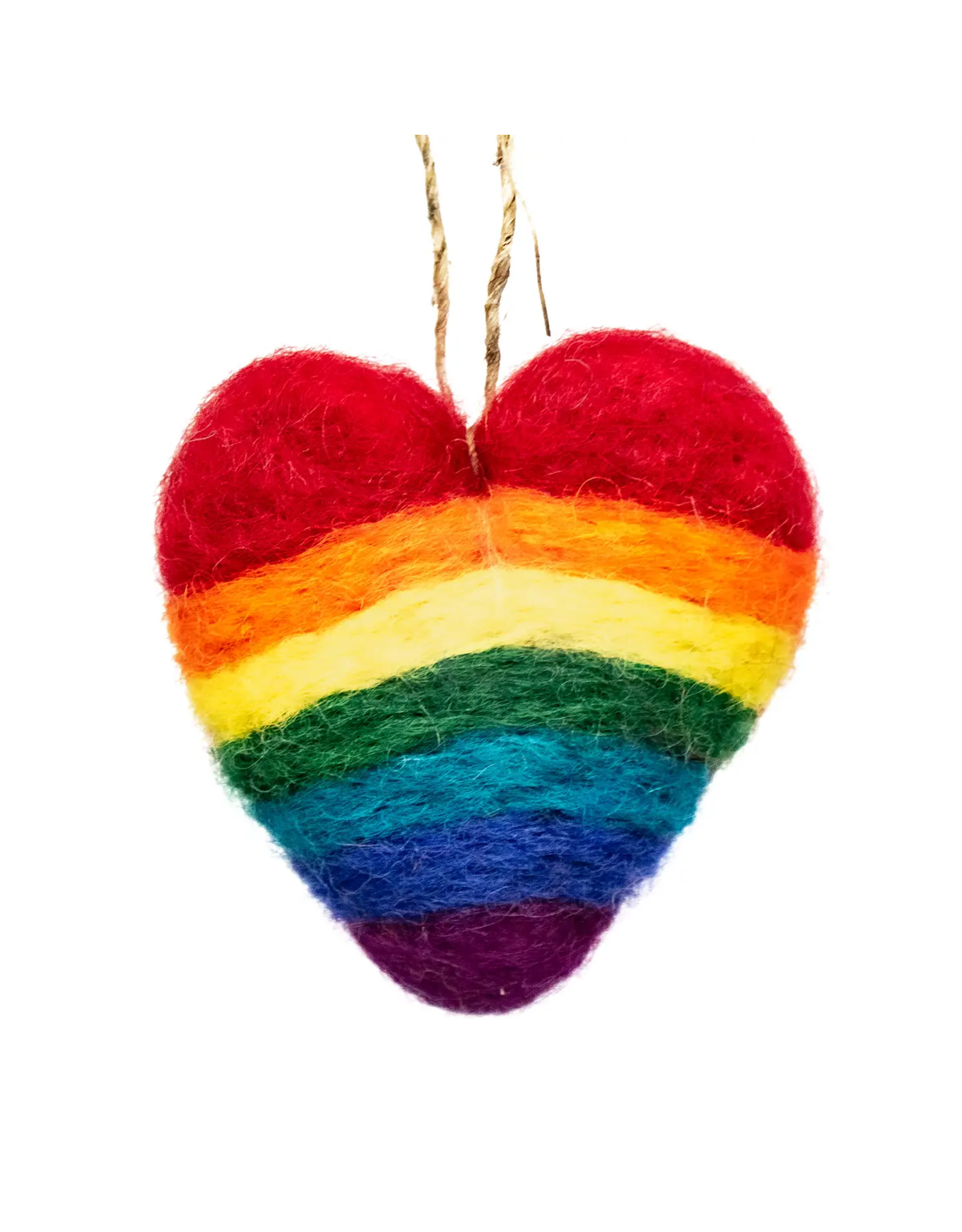 Rainbow Needle Felt Heart Handmade Felt Ornament