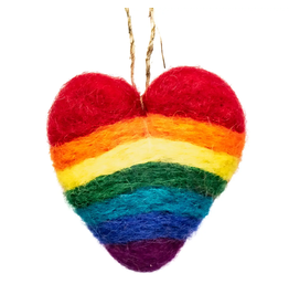 Rainbow Needle Felt Heart Handmade Felt Ornament