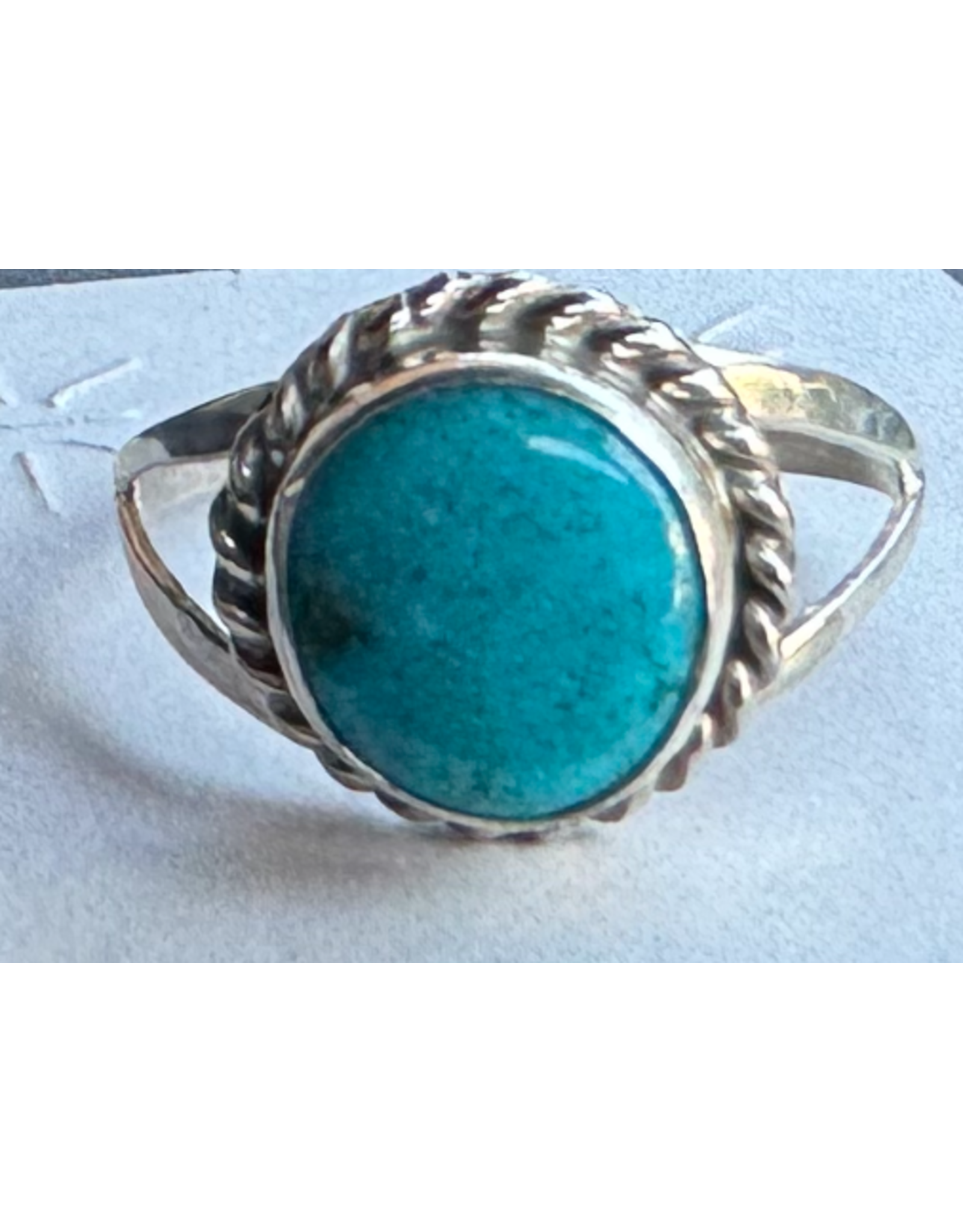 Sterling Turquoise Beveled Ring, Zuni Tribe