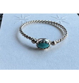 Sterling Braided Ring w/ Turquoise, Zuni