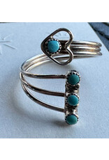 Adjustable Sterling Ring w/ Petite Pointe of Turquoise, and Tiny Heart, Zuni
