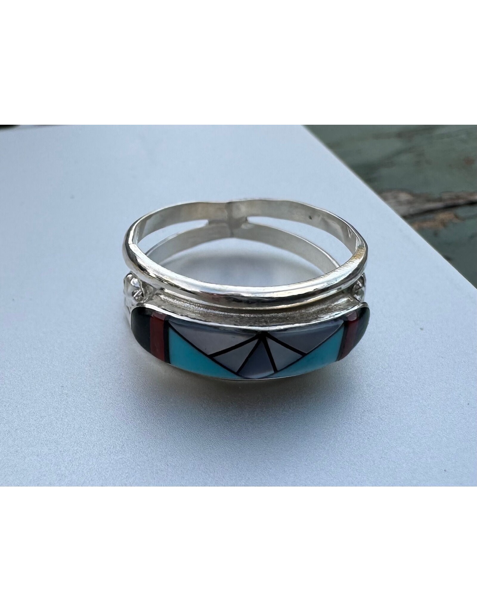 Sterling Inlay Ring, Zuni Tribe