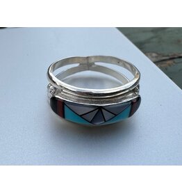 Sterling Inlay Ring, Zuni Tribe