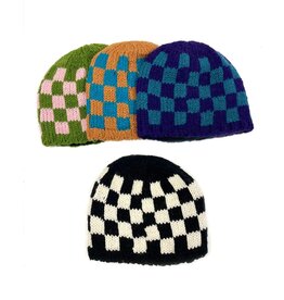 Checkered Knit Beanie