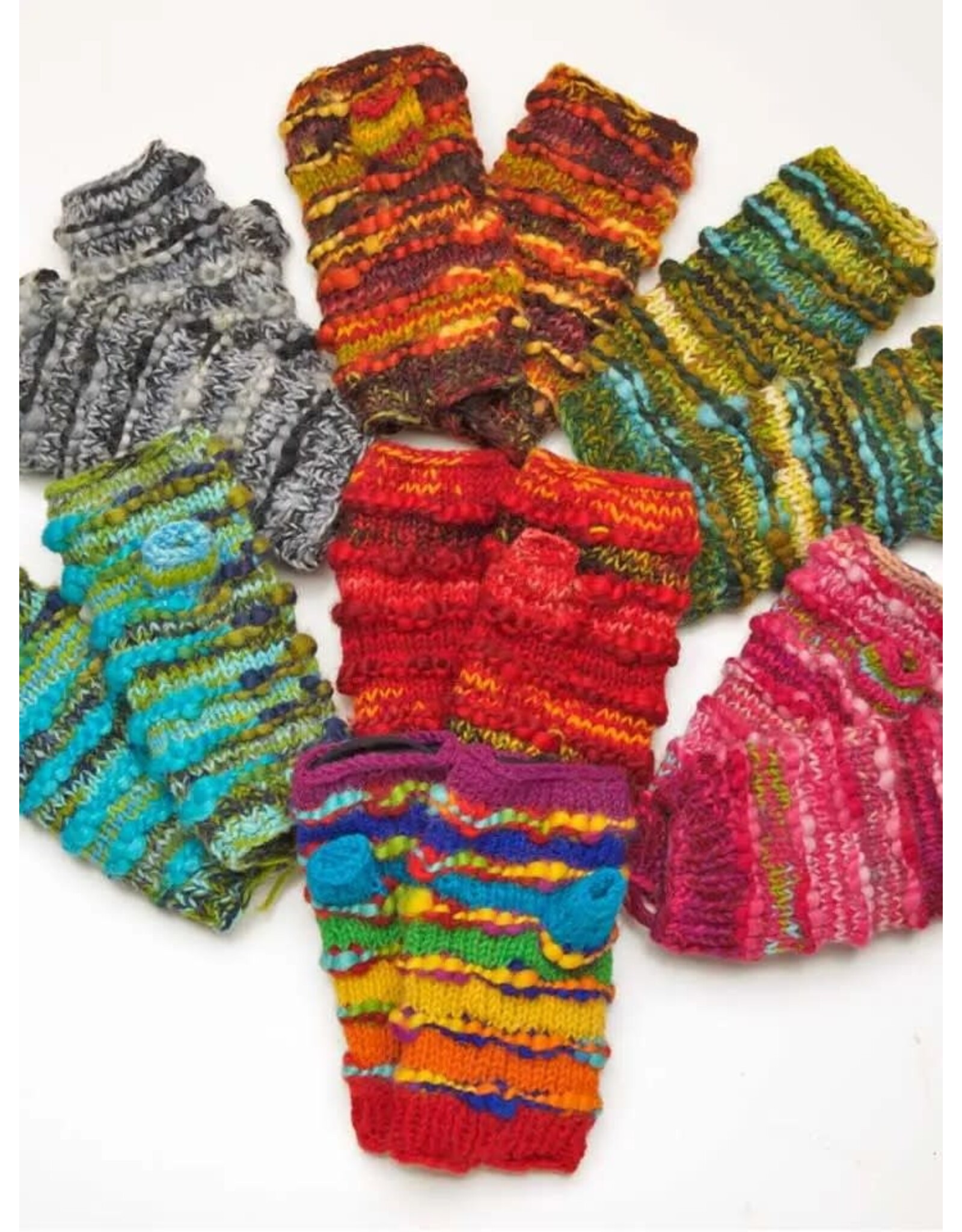 Trade roots Fingerless Gloves, Ribbed Wool with Fleece Lining