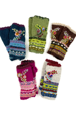 Flower Embroidered Fingerless Gloves, Nepal