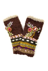 Flower Embroidered Fingerless Gloves, Nepal