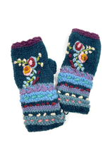 Flower Embroidered Fingerless Gloves, Nepal