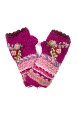 Flower Embroidered Fingerless Gloves, Nepal