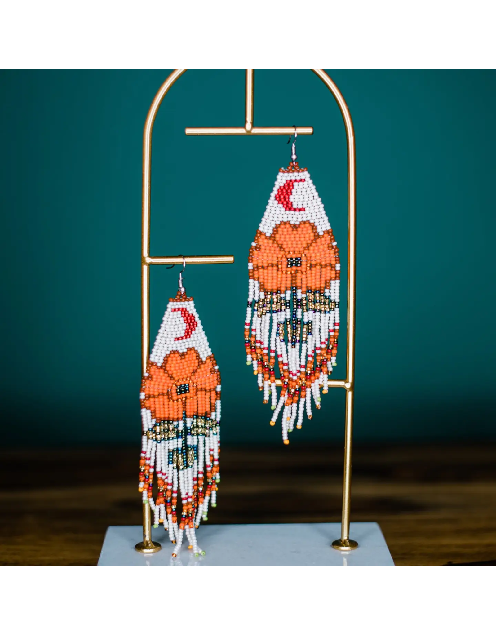 Moonflower Earrings, Orange, Guatemala