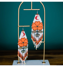 Moonflower Earrings, Orange, Guatemala