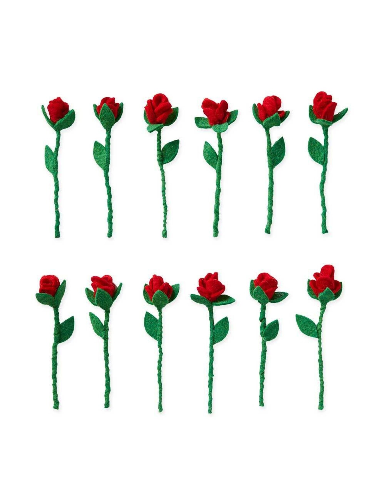 Felt Rose, Red Single Stem, India