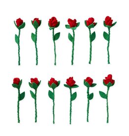 Felt Rose, Red Single Stem, India