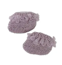 Little Fawn Knit Baby Booties - Light Purple, Nepal