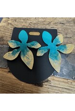 Statement Hibiscus Cactus Leather Stud Earrings, Chile