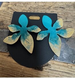 Statement Hibiscus Cactus Leather Stud Earrings, Chile