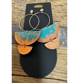 Half Moon Cactus Leather, Gold Plated Hoop, Chile