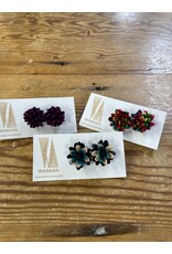 Cantaloupe Seed Stud Flower Earrings, Colombia