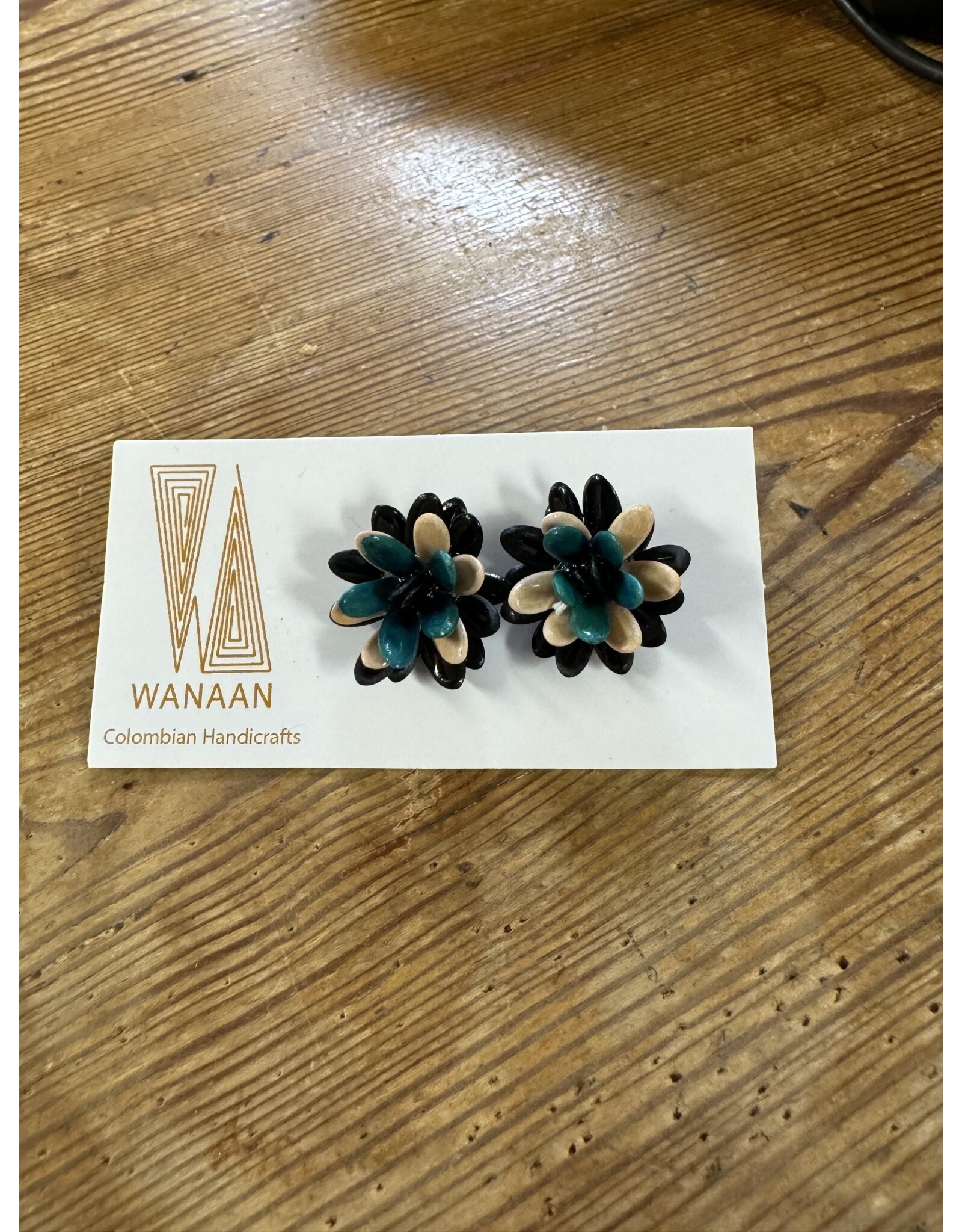Cantaloupe Seed Stud Flower Earrings, Colombia