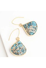 Emperor Stone Blossom Earrings - 14K Gold Plated Natural Stone Studs, Asia Emperor Stone Blossom Earrings - 14K Gold Plated Natural Stone Studs, Asia