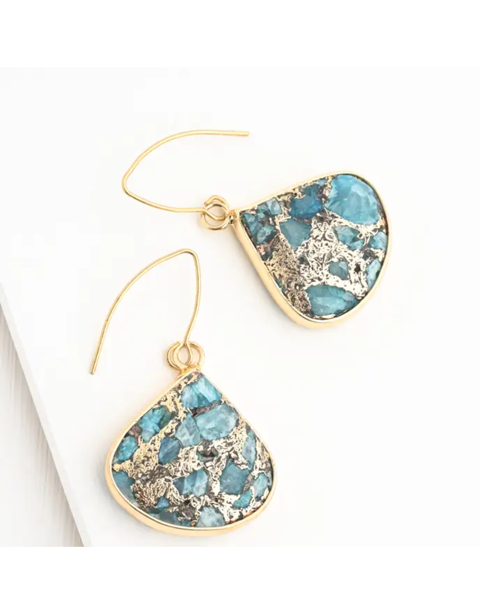 Emperor Stone Blossom Earrings - 14K Gold Plated Natural Stone Studs, Asia