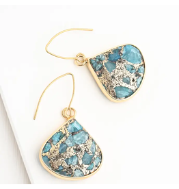 Emperor Stone Blossom Earrings - 14K Gold Plated Natural Stone Studs, Asia Emperor Stone Blossom Earrings - 14K Gold Plated Natural Stone Studs, Asia
