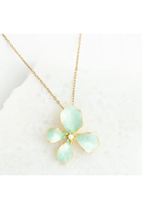 Hope in Bloom Necklace in Mint- 14K Gold Plated and Enamel Floral Pendant Necklace