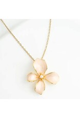 Hope in Bloom Necklace in Misty Rose- 14K Gold and Enamel Floral Pendant Necklace