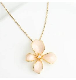 Hope in Bloom Necklace in Misty Rose- 14K Gold and Enamel Floral Pendant Necklace